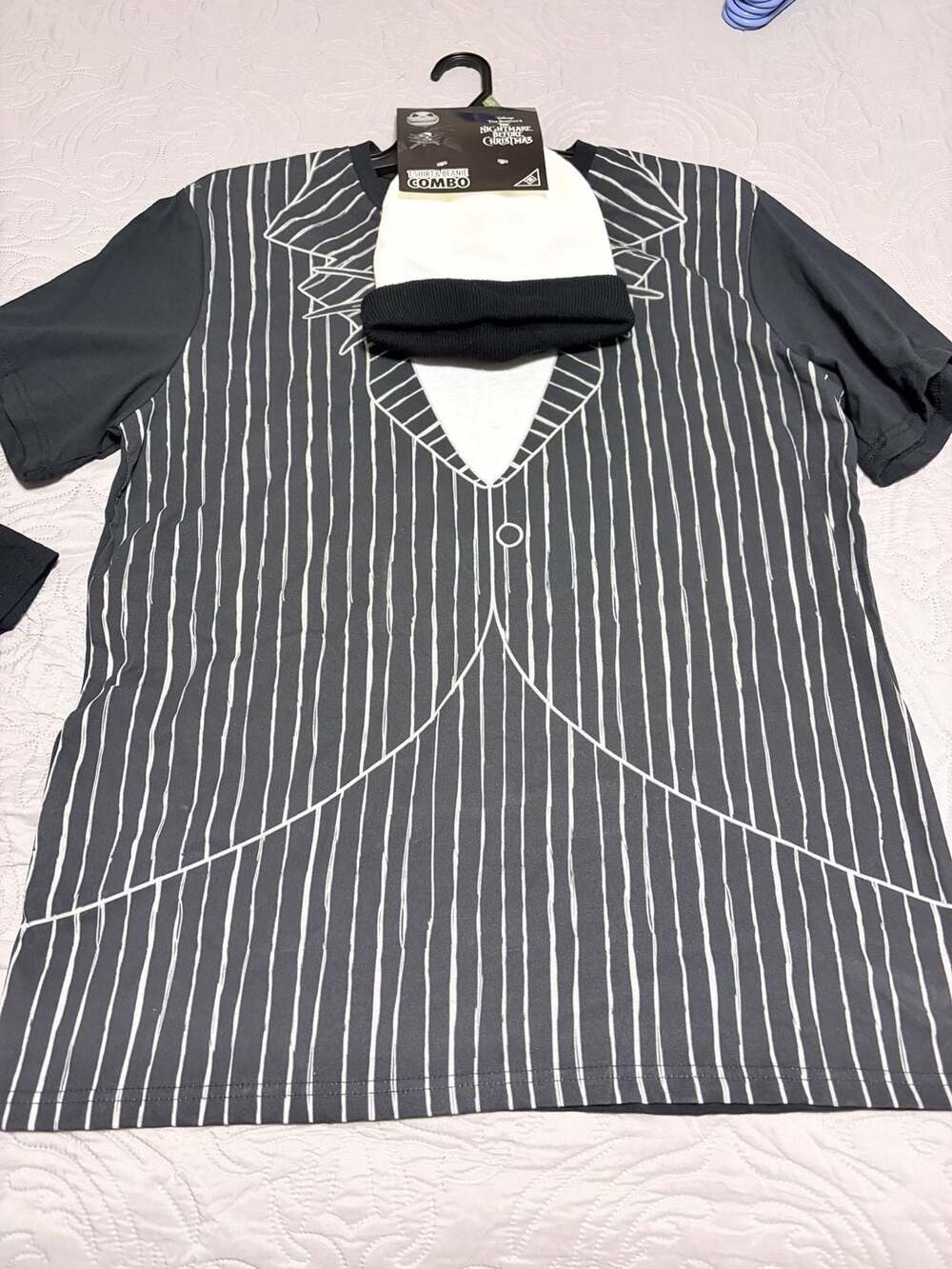 Disney Nightmare Before Christmas Jack Skellington Shirt & Beanie Set XL NWT